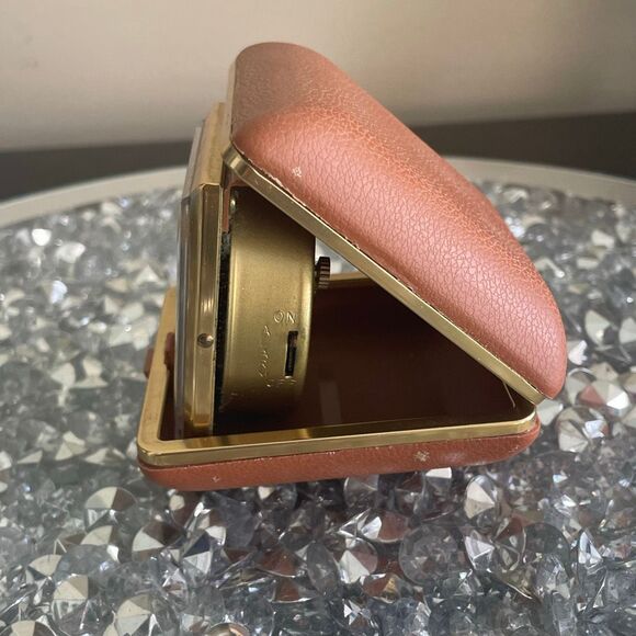 Vintage old Taiwan Equity Folding Travel Alarm Clock Illuminated Hands Wind Up - Picture 6 of 13